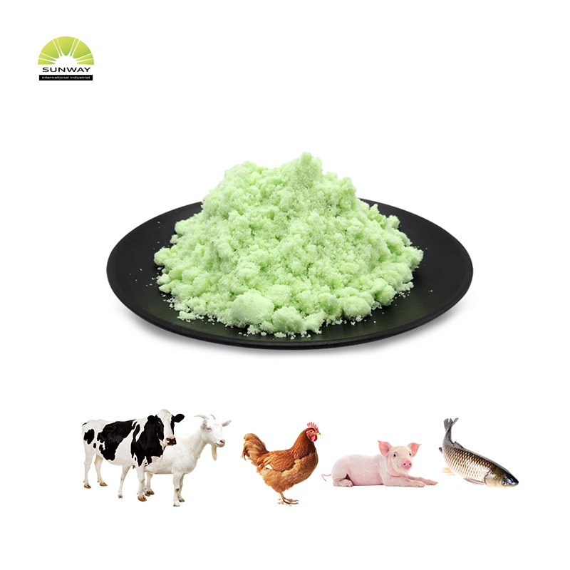 Pakan Kelas Elemen jejak Bubuk hijau atau biru-hijau Ferrous Sulfate 98% 99,5%